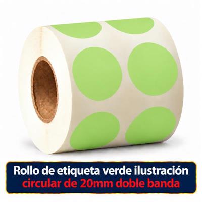 Rollo de etiqueta Ilustración Circular Verde 20 Diametro (2B - B40 ROLLO x 1000)